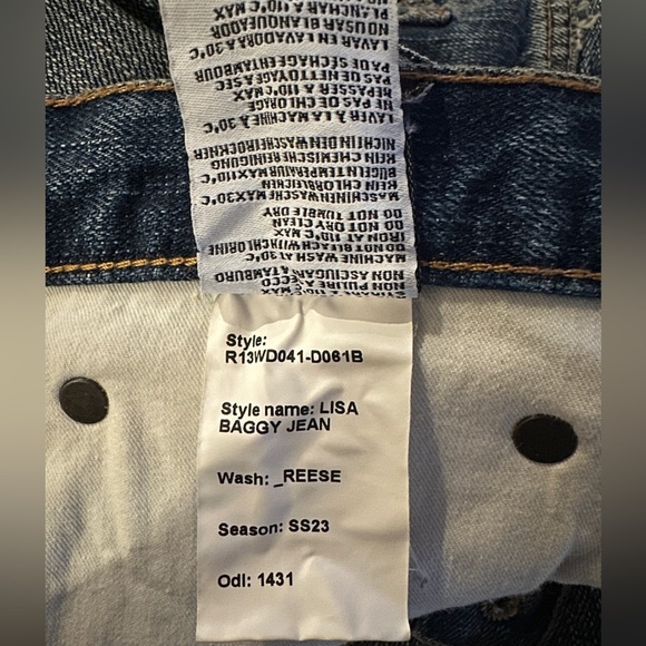 New R13 Lisa Baggy Jeans in Reese Wash Size 26 - Picture 4 of 10